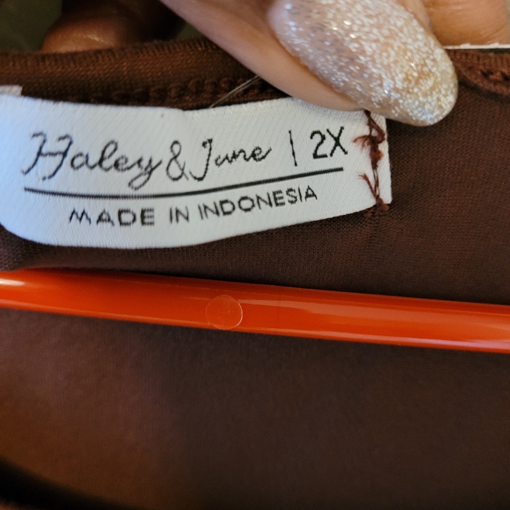 Haley and June brown rum raisin dress. 2X - Picture 5 of 7